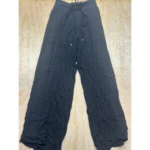 Becca Swim Pants Coverup Harlem Pants Black M Lace Up Smocked Waist Gauze